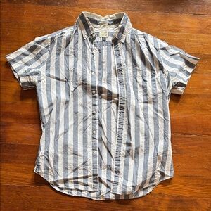J. Crew Men's Casual Blue and White Striped Shirt